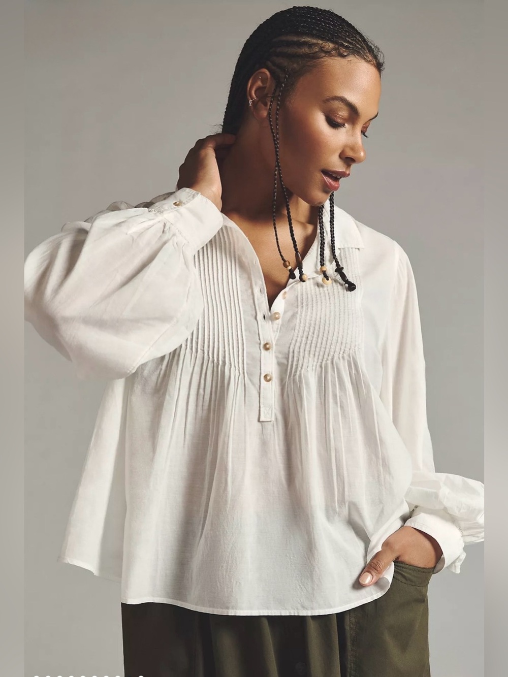 PILCRO Balloon Sleeve Button Down Blouse - 2X